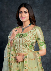 Decent Looking Designer Lehenga Choli in Pista Green